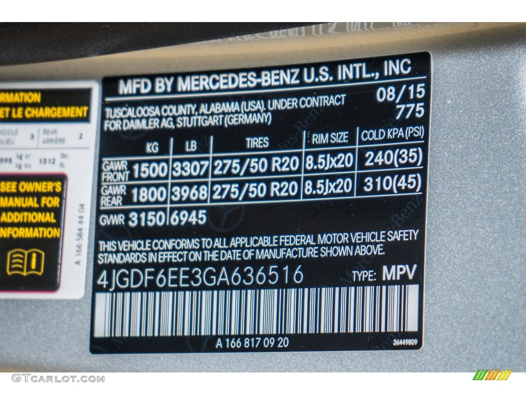2016 GL Color Code 775 for Iridium Silver Metallic Photo #107167025