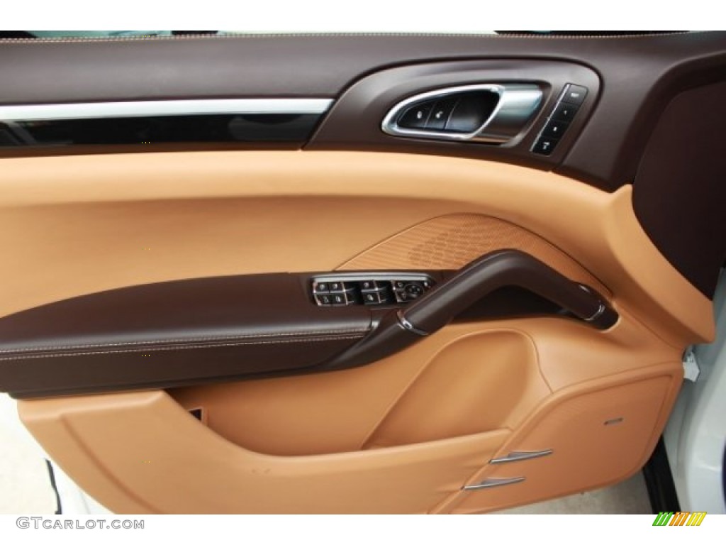 2014 Porsche Cayenne S Espresso/Cognac Natural Leather Door Panel Photo #107174201