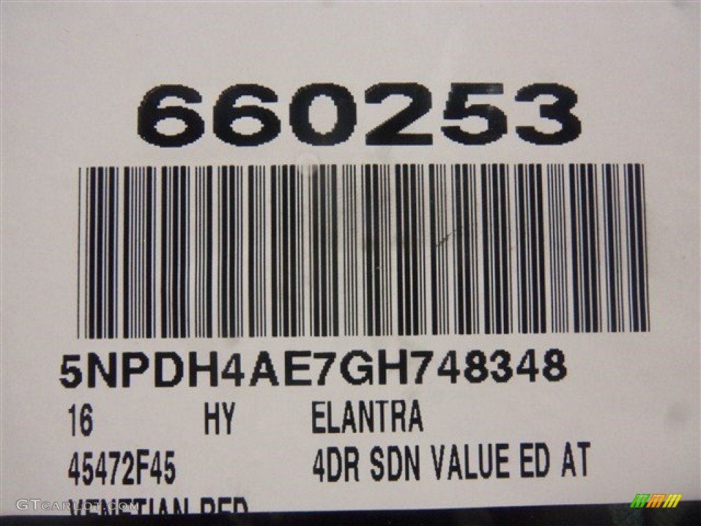 2016 Elantra Value Edition - Red / Beige photo #3
