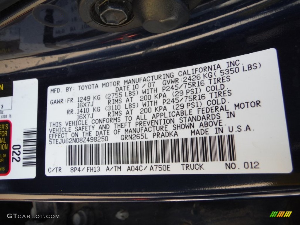 2008 Tacoma V6 SR5 PreRunner Double Cab - Indigo Ink Pearl / Graphite Gray photo #19