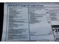 2016 Audi TT 2.0T quattro Coupe Window Sticker