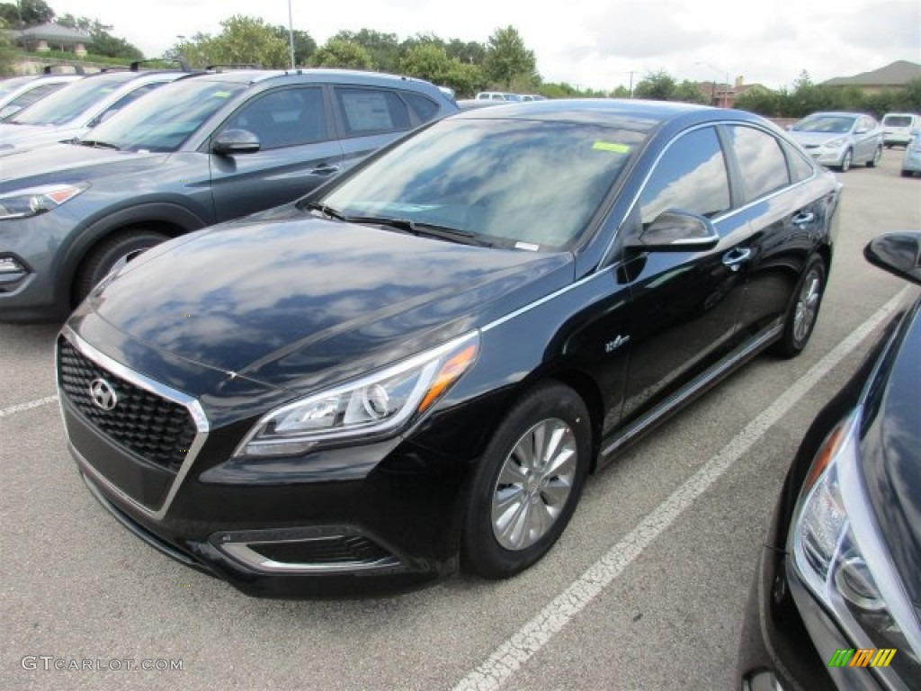 2016 Sonata Hybrid SE - Eclipse Black / Beige photo #2