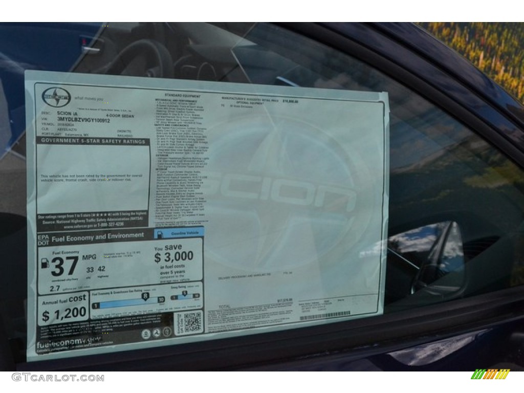 2016 Scion iA Sedan Window Sticker Photo #107191737