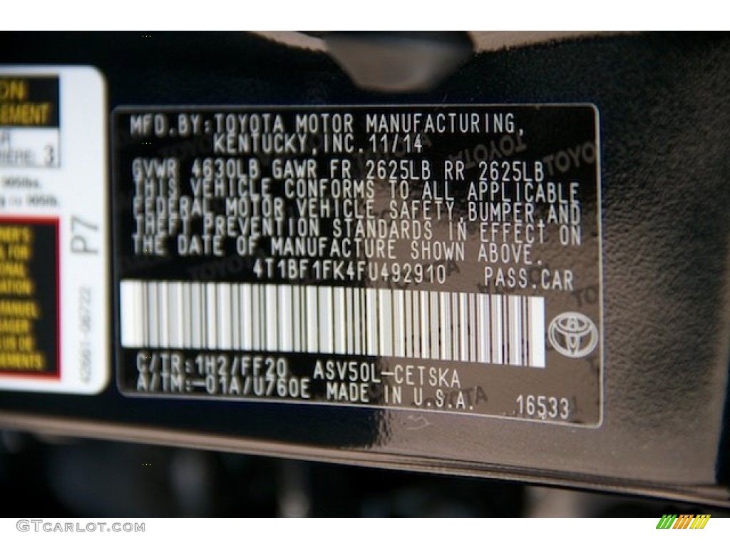 2015 Camry Color Code 1H2 for Cosmic Gray Mica Photo #107199308
