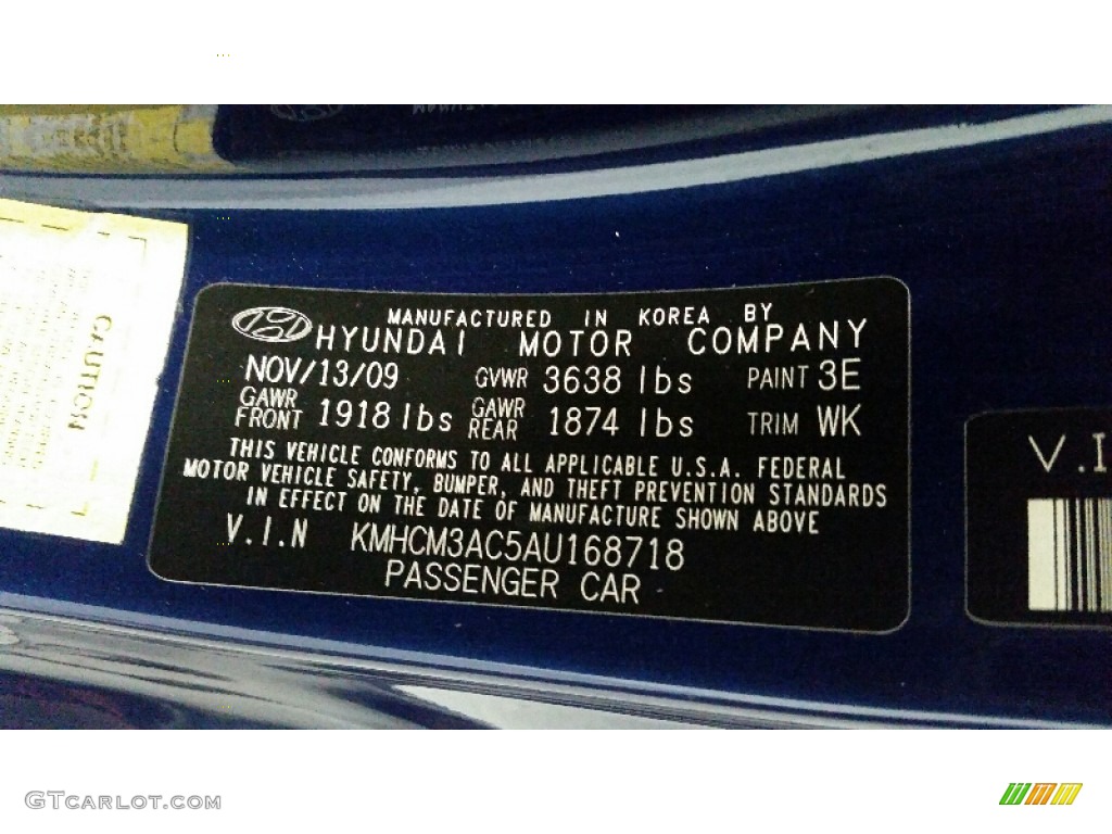 2010 Accent GS 3 Door - Dark Sapphire Blue / Black photo #17