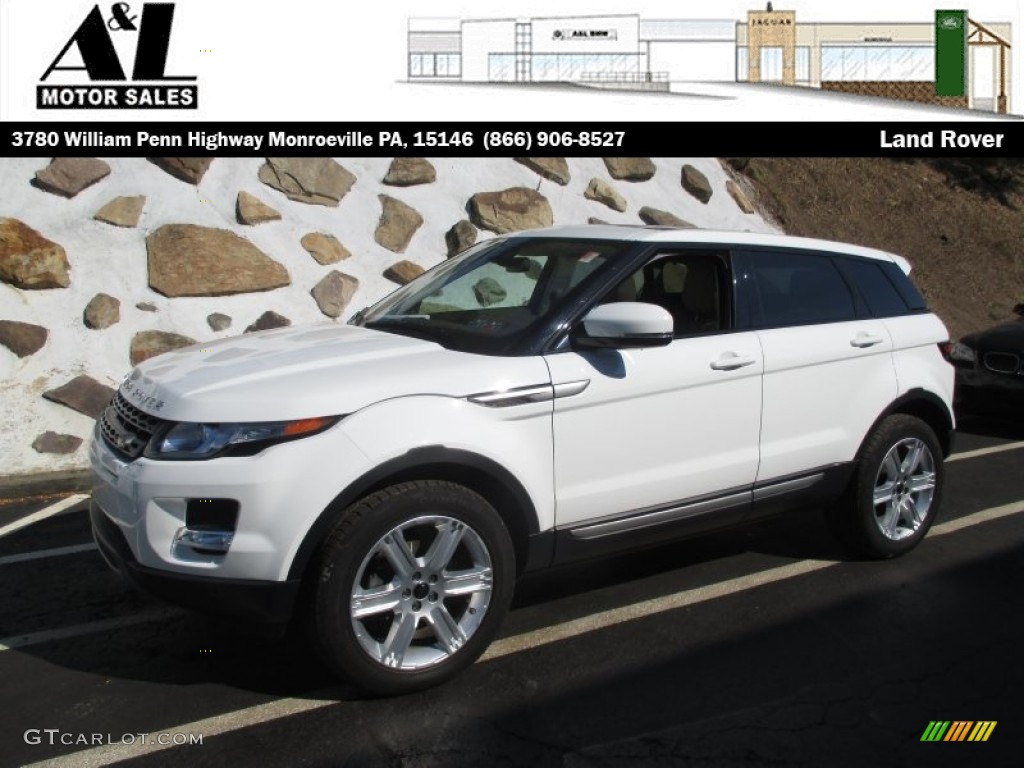 2013 Range Rover Evoque Pure - Fuji White / Almond/Espresso photo #1