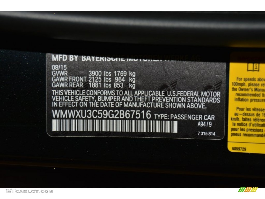 2016 Hardtop Color Code A94 for Midnight Black Metallic Photo #107224406