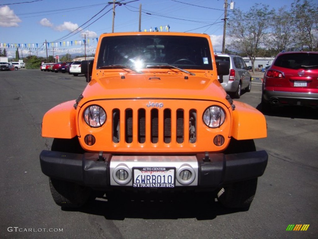 2012 Wrangler Sahara 4x4 - Crush Orange / Black/Dark Saddle photo #2