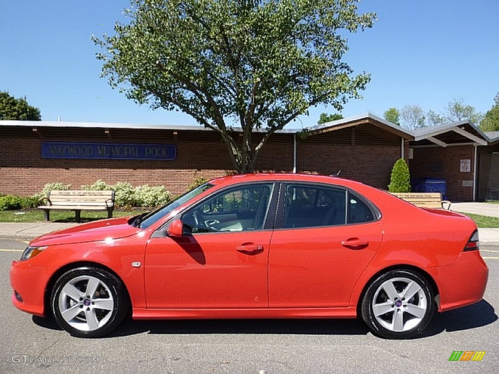 2011 9-3 2.0T Sport Sedan - Laser Red / Parchment photo #2