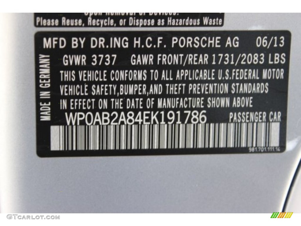 2014 Cayman S - Platinum Silver Metallic / Black photo #42