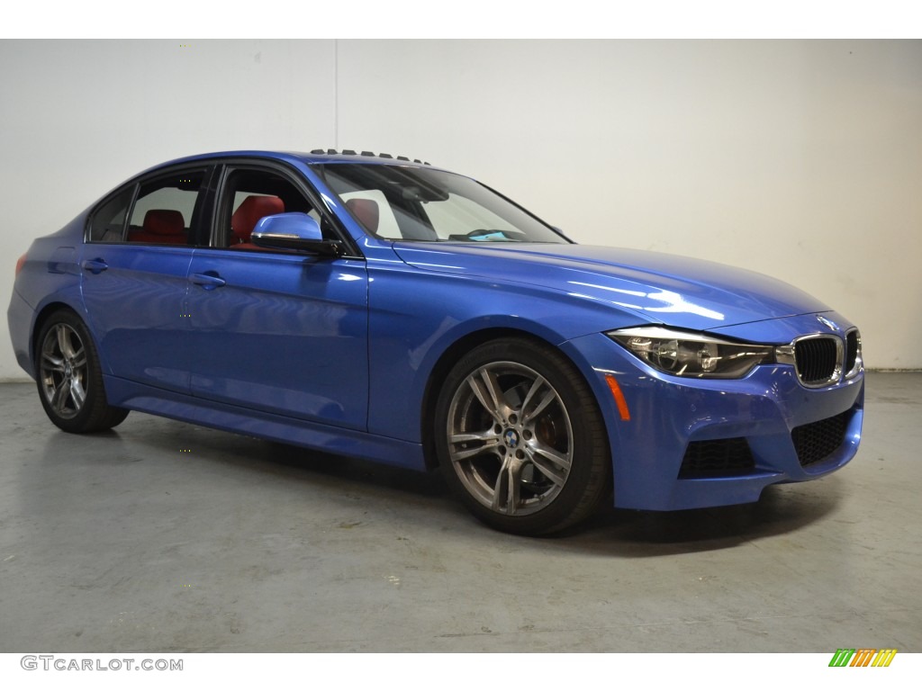 2013 3 Series 328i Sedan - Estoril Blue / Coral Red/Black photo #2