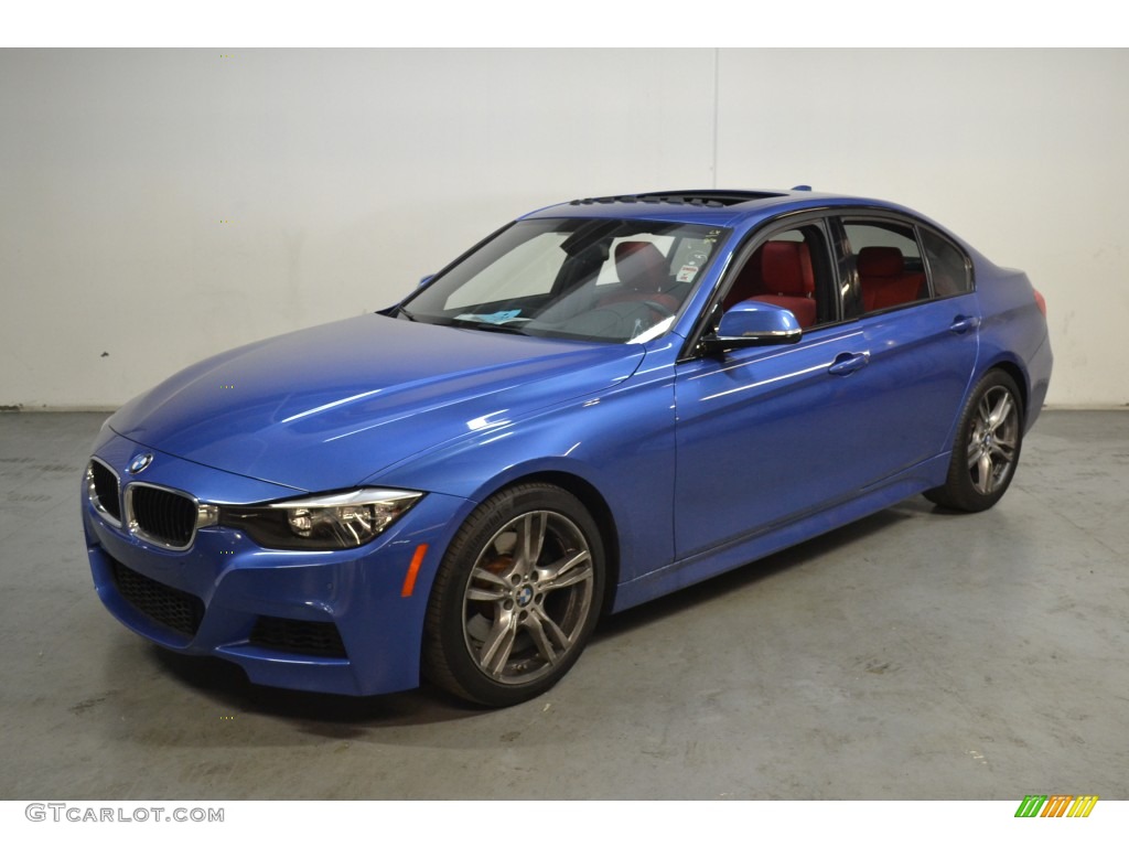 2013 3 Series 328i Sedan - Estoril Blue / Coral Red/Black photo #7