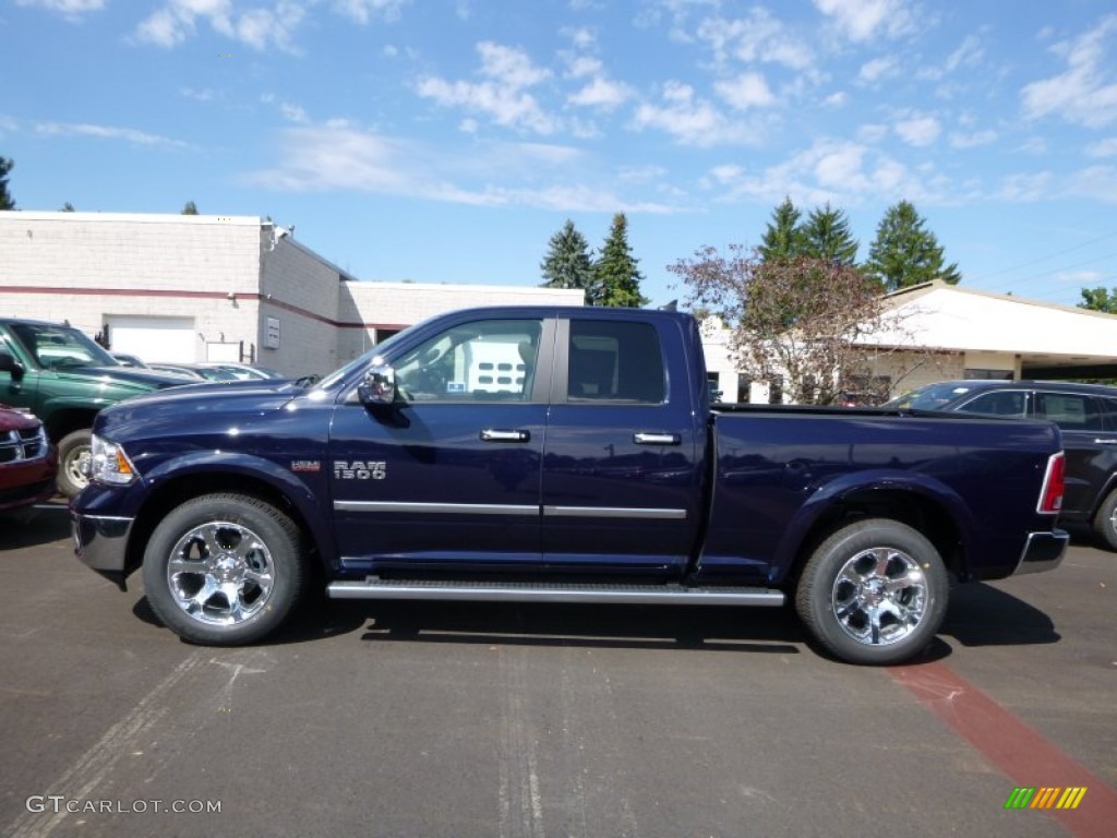 2016 1500 Laramie Quad Cab 4x4 - True Blue Pearl / Canyon Brown/Light Frost Beige photo #3