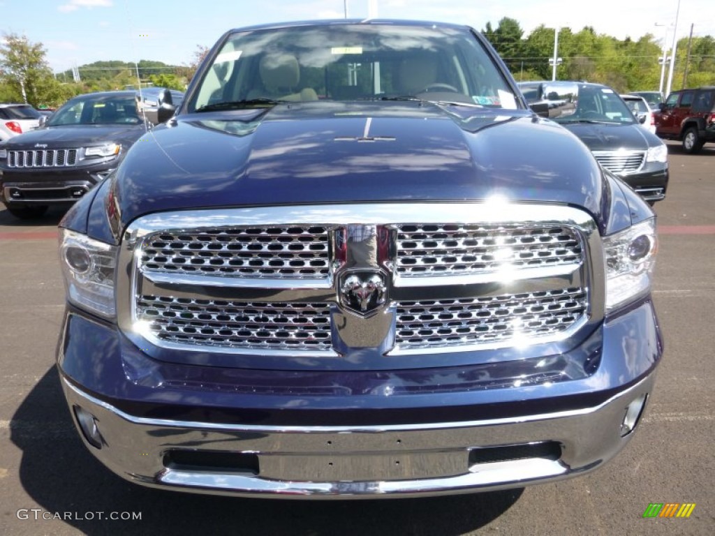 2016 1500 Laramie Quad Cab 4x4 - True Blue Pearl / Canyon Brown/Light Frost Beige photo #13