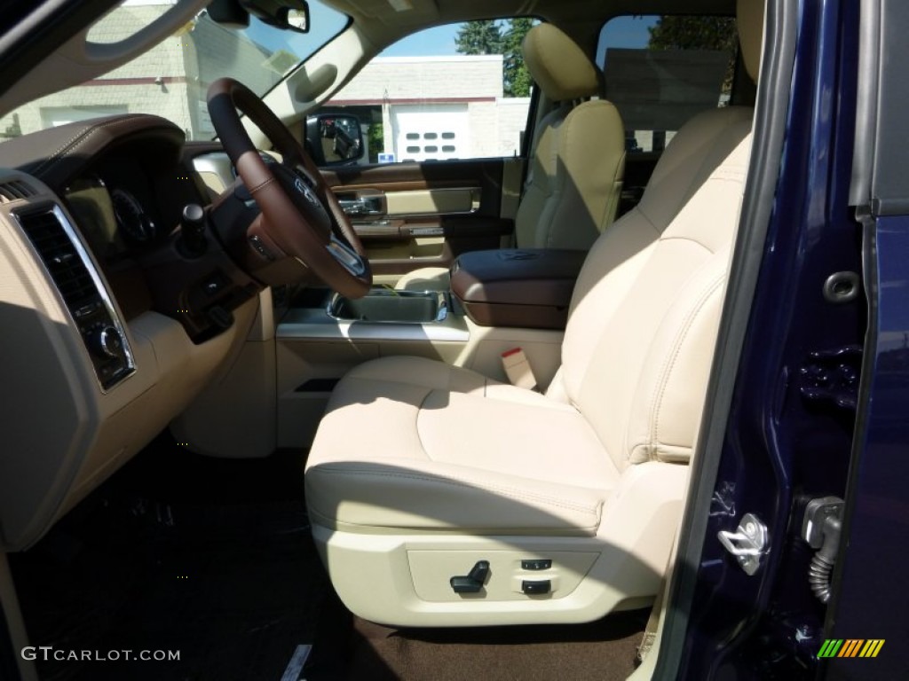 2016 1500 Laramie Quad Cab 4x4 - True Blue Pearl / Canyon Brown/Light Frost Beige photo #14