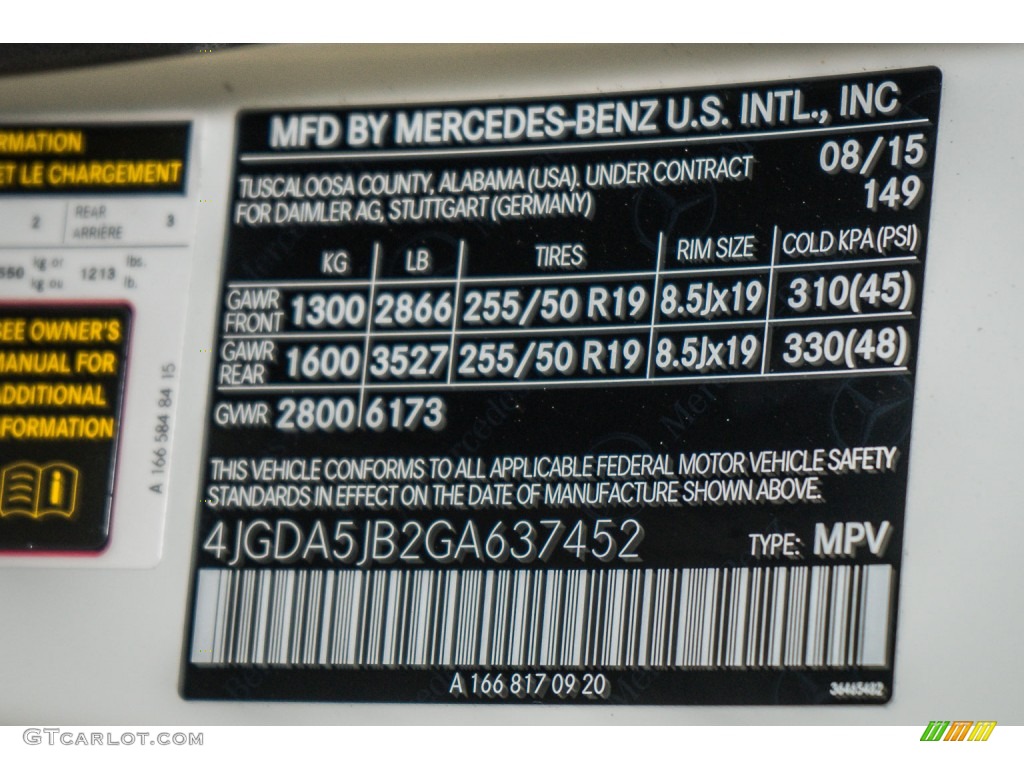 2016 GLE Color Code 149 for Polar White Photo #107297753
