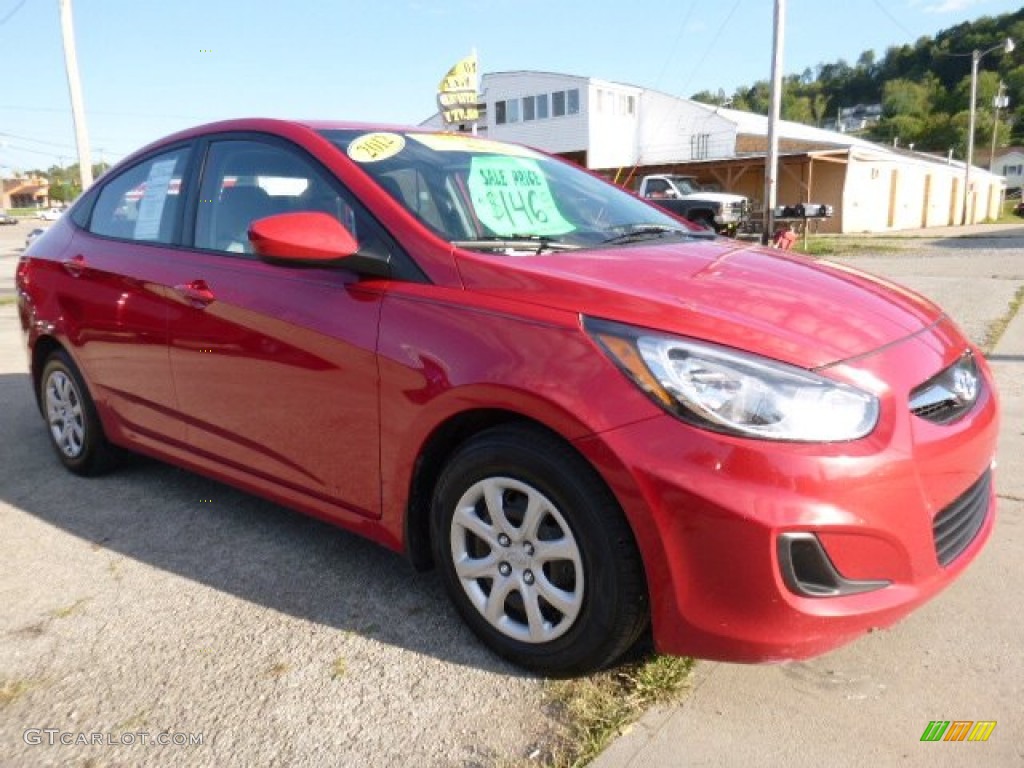 2012 Accent GLS 4 Door - Boston Red / Gray photo #8
