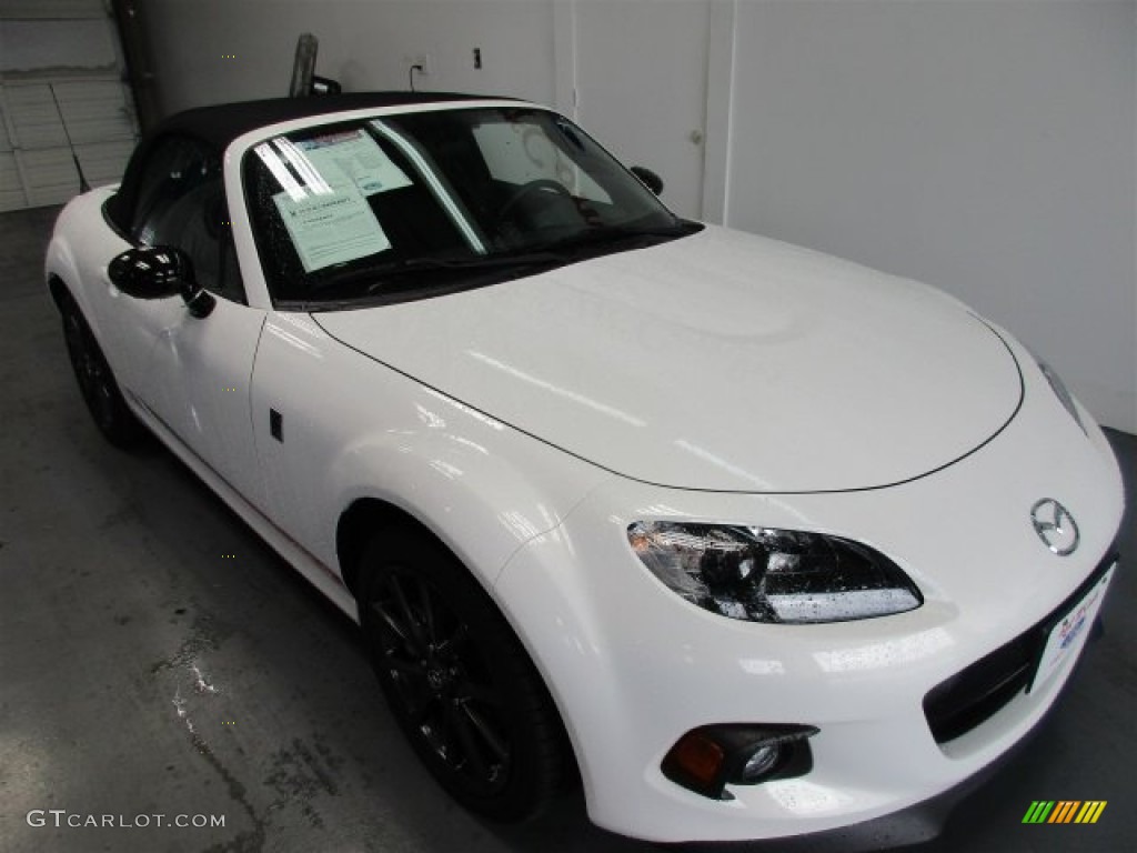 Crystal White Pearl 2015 Mazda MX-5 Miata Club Roadster Exterior Photo #107306237