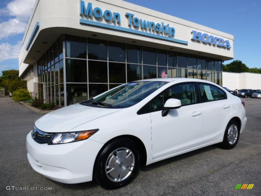 2012 Civic HF Sedan - Taffeta White / Gray photo #1