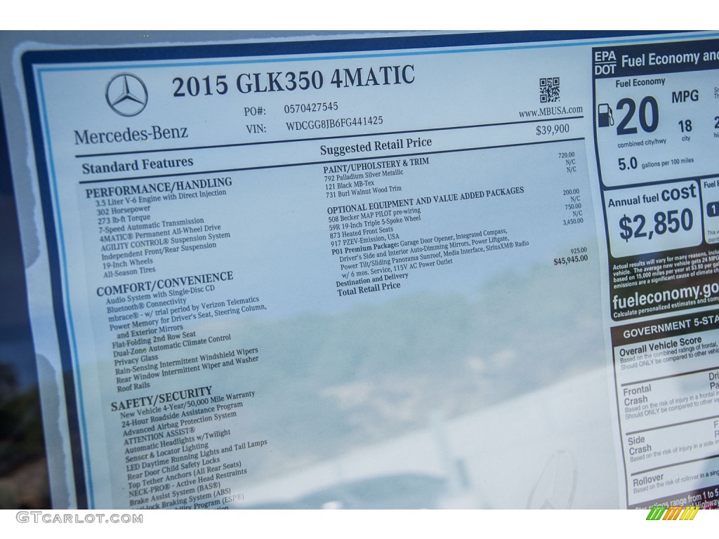 2015 GLK 350 4Matic - Paladium Silver Metallic / Black photo #11