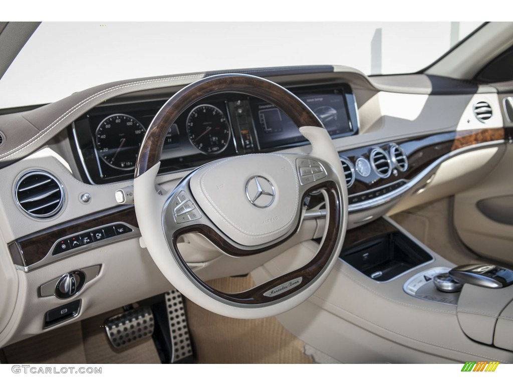 2015 Mercedes-Benz S 550 Sedan Silk Beige/Espresso Brown Dashboard Photo #107315792