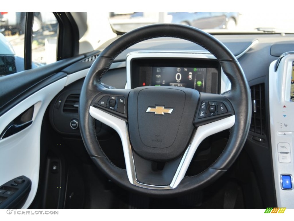 2015 Chevrolet Volt Standard Volt Model Jet Black/Ceramic White Accents Steering Wheel Photo #107365564