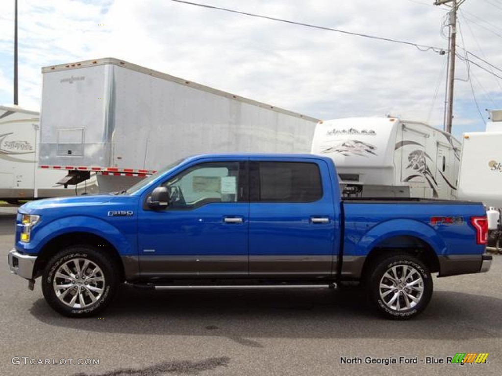 2015 F150 XLT SuperCrew 4x4 - Blue Flame Metallic / Medium Light Camel photo #2