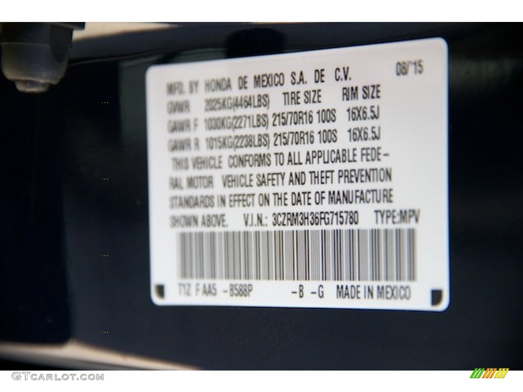 2015 CR-V LX - Obsidian Blue Pearl / Gray photo #18