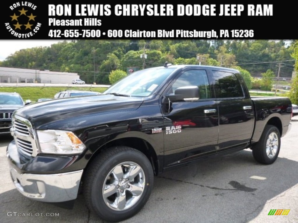 2016 1500 Big Horn Crew Cab 4x4 - Brilliant Black Crystal Pearl / Black/Diesel Gray photo #1