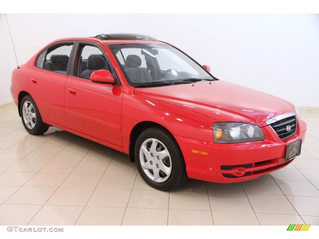 2005 Elantra GLS Sedan - Rally Red / Gray photo #1