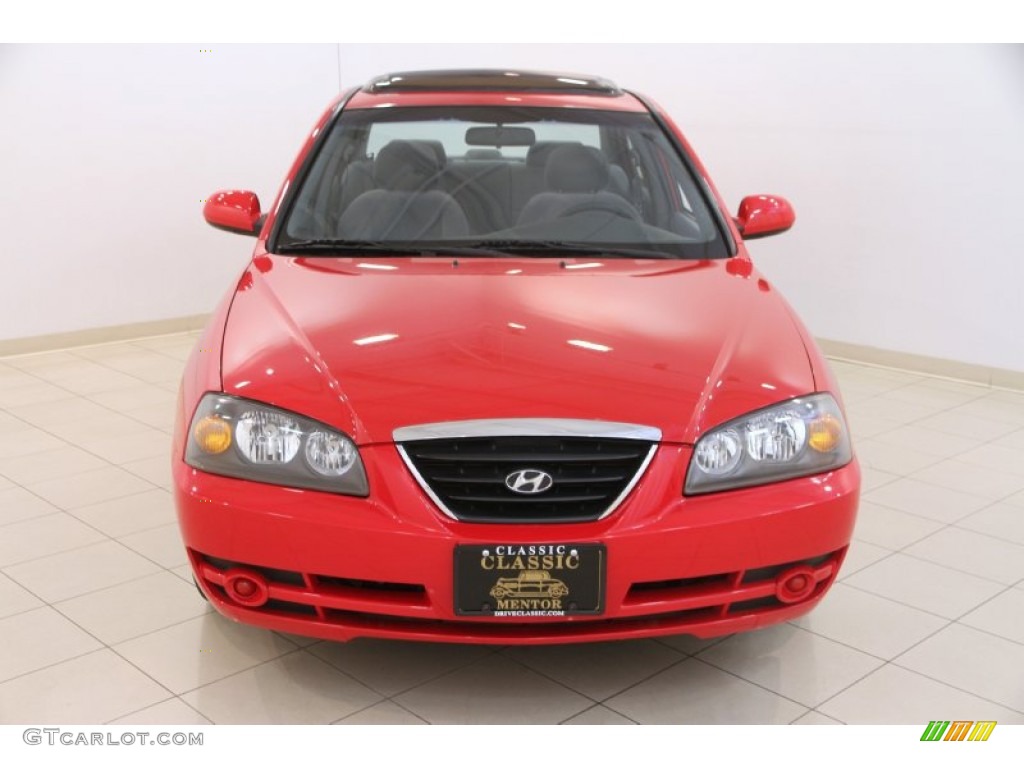 2005 Elantra GLS Sedan - Rally Red / Gray photo #2