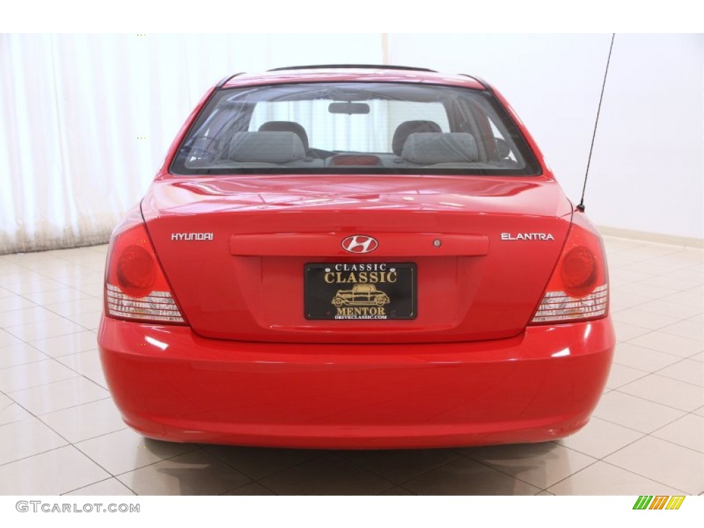 2005 Elantra GLS Sedan - Rally Red / Gray photo #14