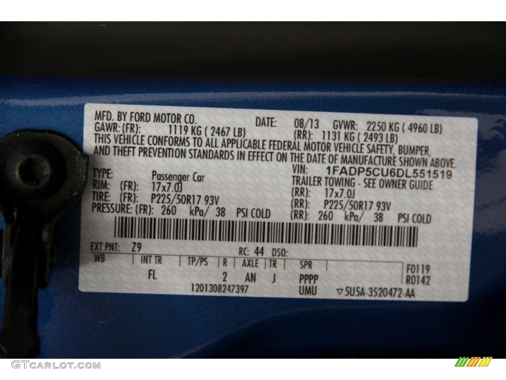2013 C-Max Color Code Z9 for Blue Candy Photo #107385167