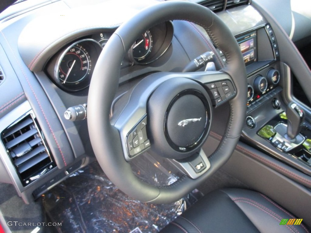 2016 Jaguar F-TYPE R Coupe Jet Steering Wheel Photo #107386751
