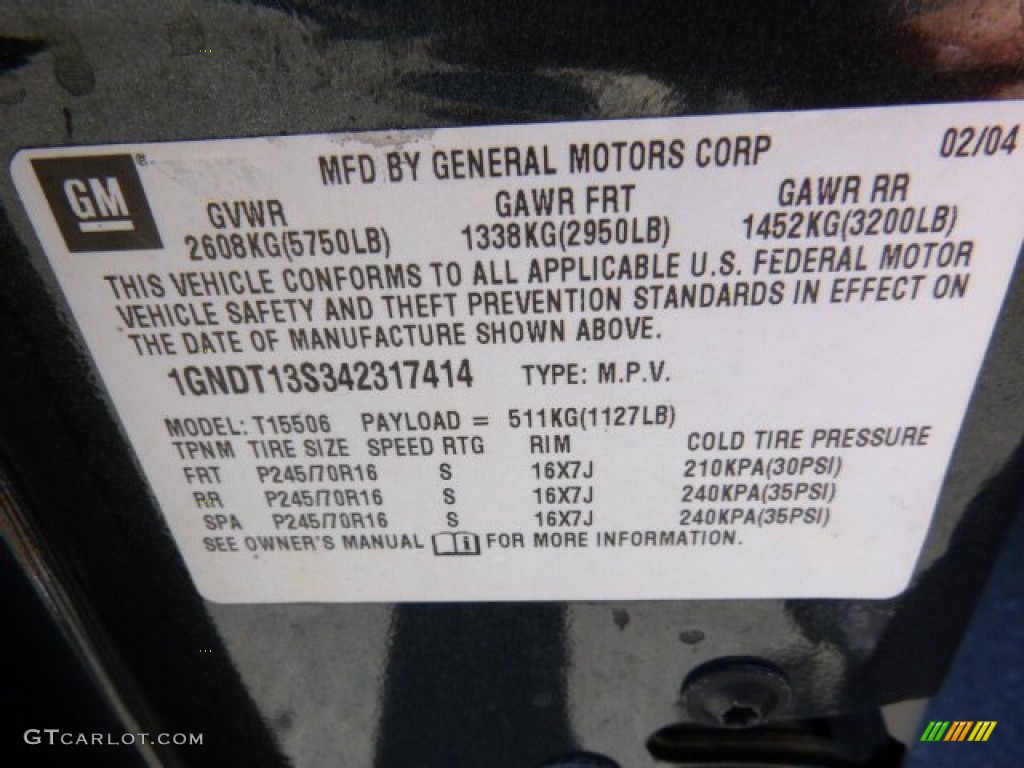 2004 TrailBlazer LS 4x4 - Dark Gray Metallic / Dark Pewter photo #14