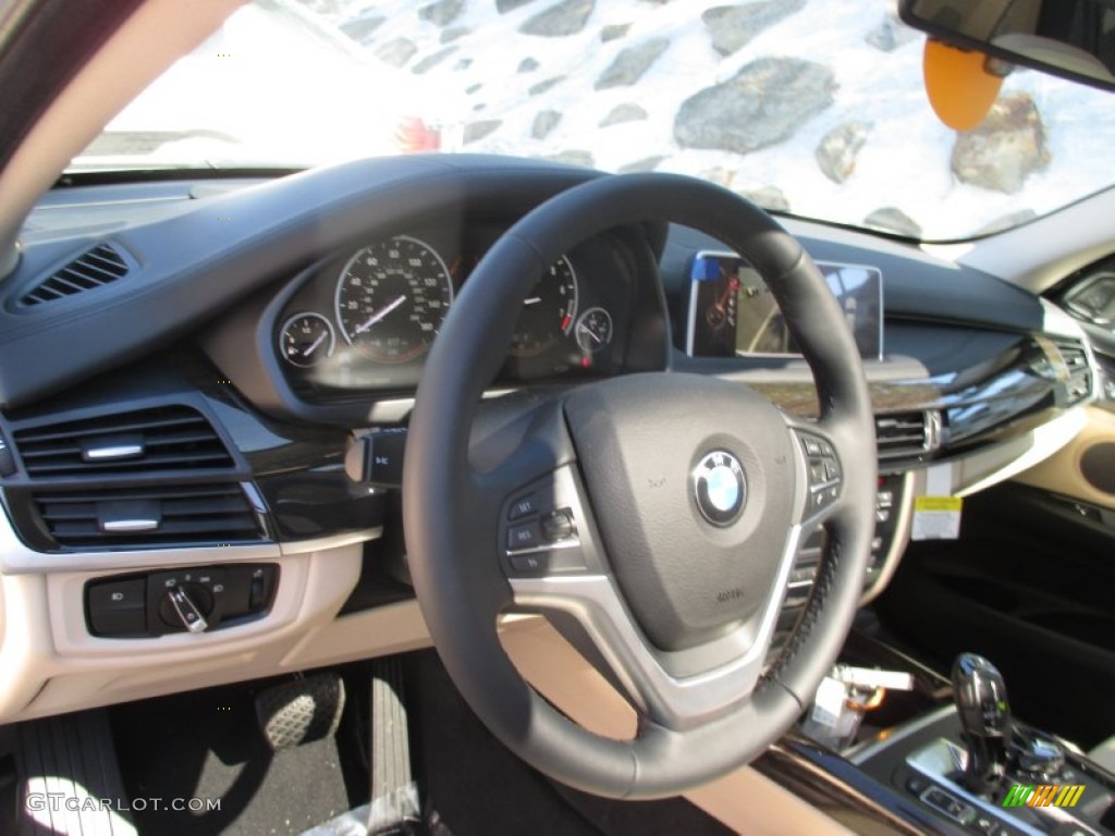2016 BMW X5 xDrive50i Ivory White Steering Wheel Photo #107387674