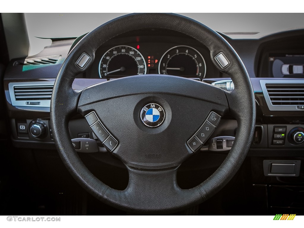 2008 BMW 7 Series 750Li Sedan Black Steering Wheel Photo #107397671