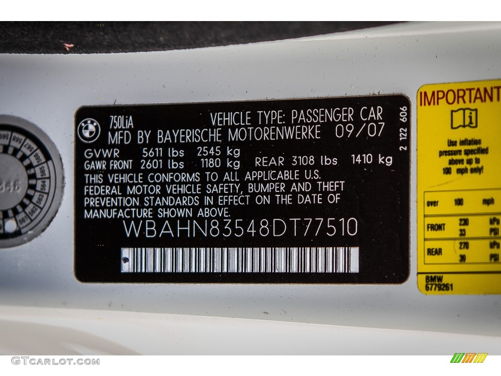 2008 7 Series 750Li Sedan - Alpine White / Black photo #21