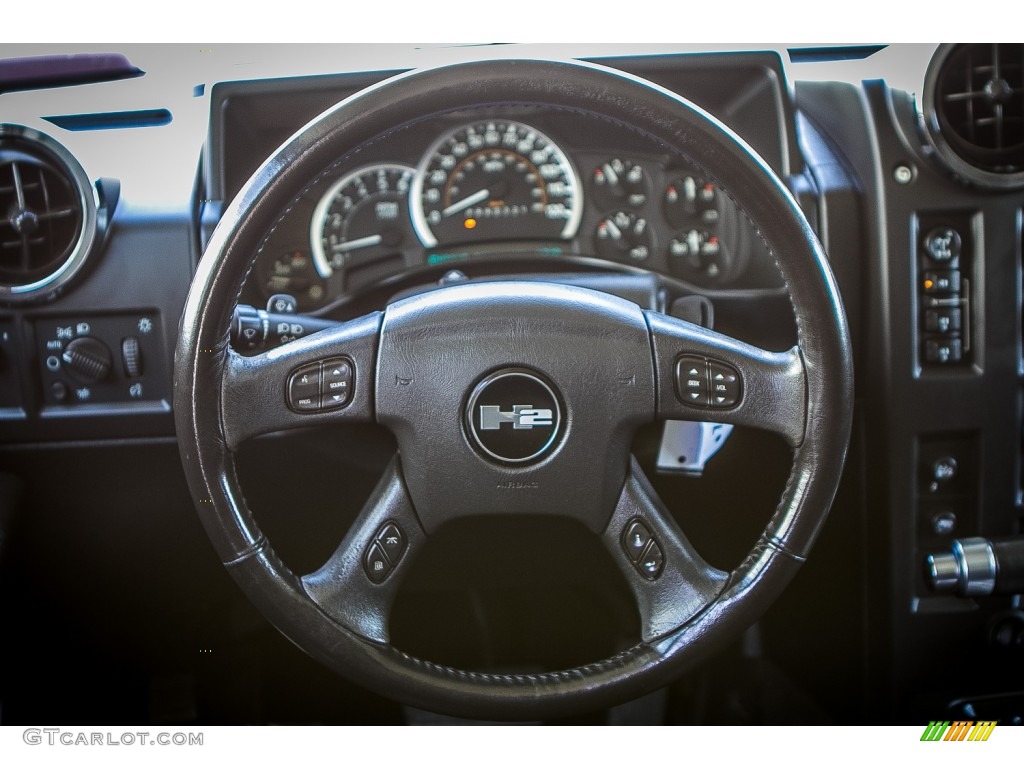 2006 Hummer H2 SUV Ebony Steering Wheel Photo #107398994