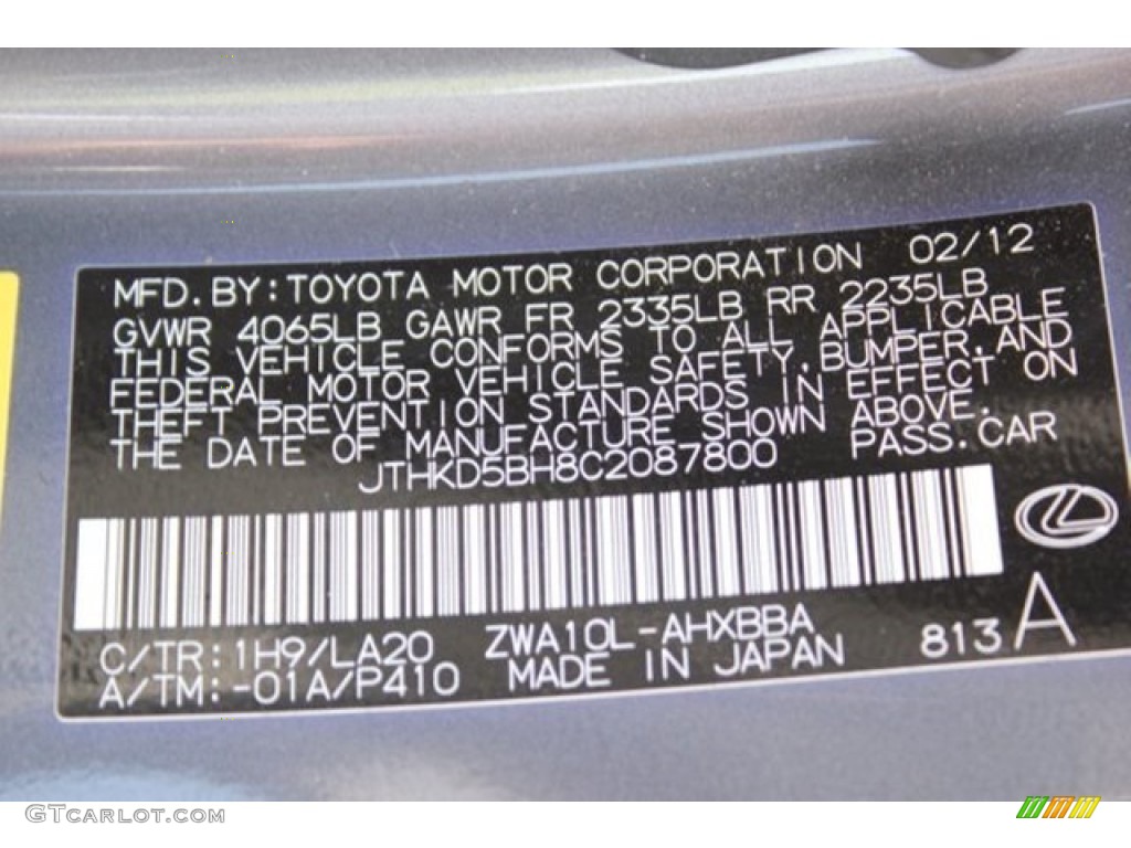 2012 CT 200h Hybrid Premium - Nebula Gray Pearl / F Sport Ocean Blue Nuluxe photo #60