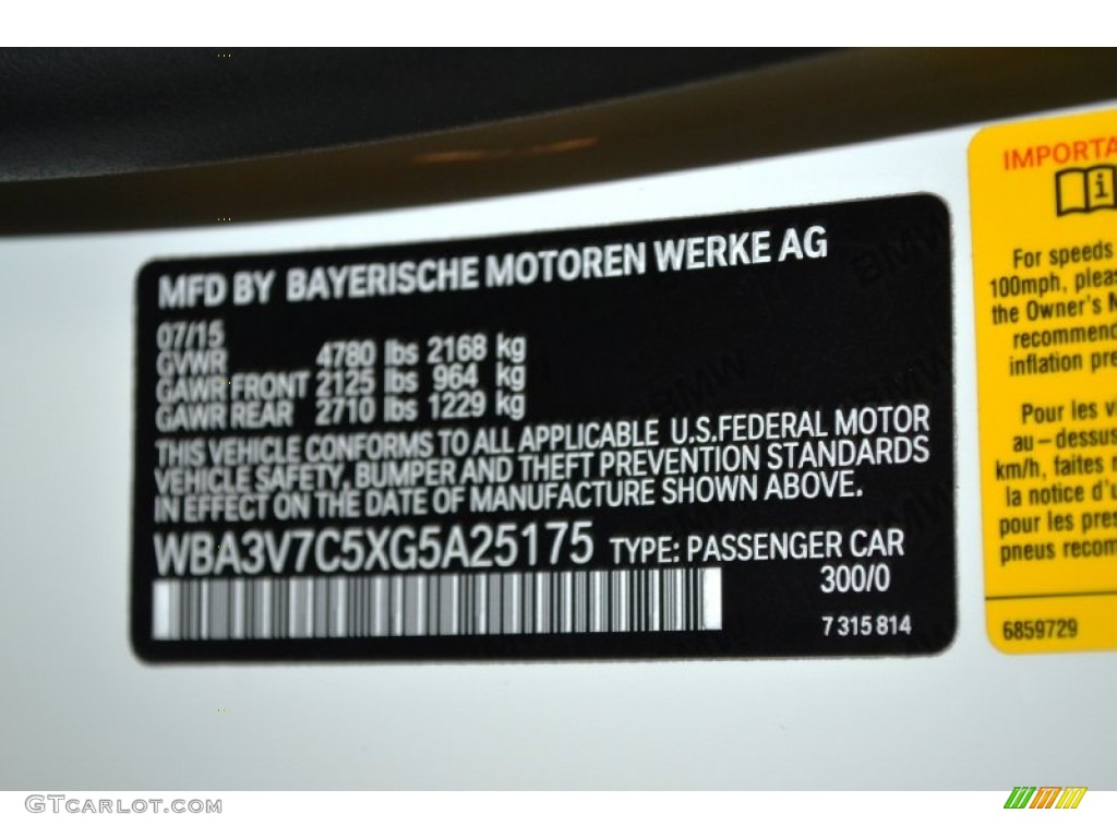 2016 4 Series Color Code 300 for Alpine White Photo #107425826