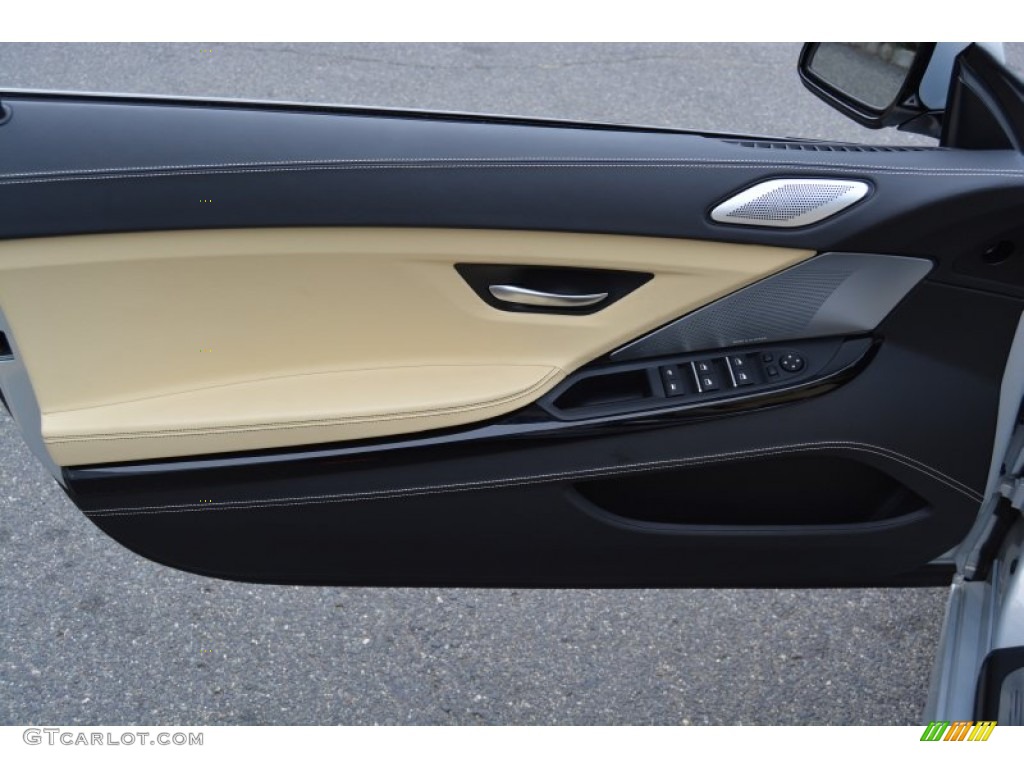 2015 BMW 6 Series 650i xDrive Convertible BMW Individual Champagne Full Merino Leather Door Panel Photo #107429615