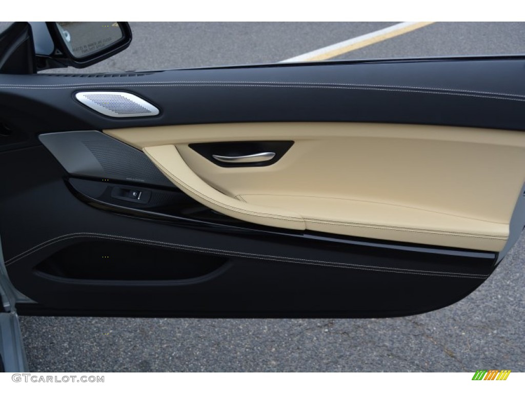 2015 BMW 6 Series 650i xDrive Convertible BMW Individual Champagne Full Merino Leather Door Panel Photo #107429953