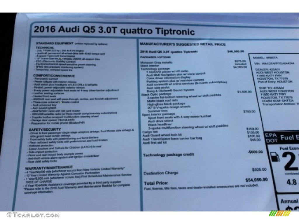 2016 Q5 3.0 TFSI Premium Plus quattro - Monsoon Gray Metallic / Black photo #8