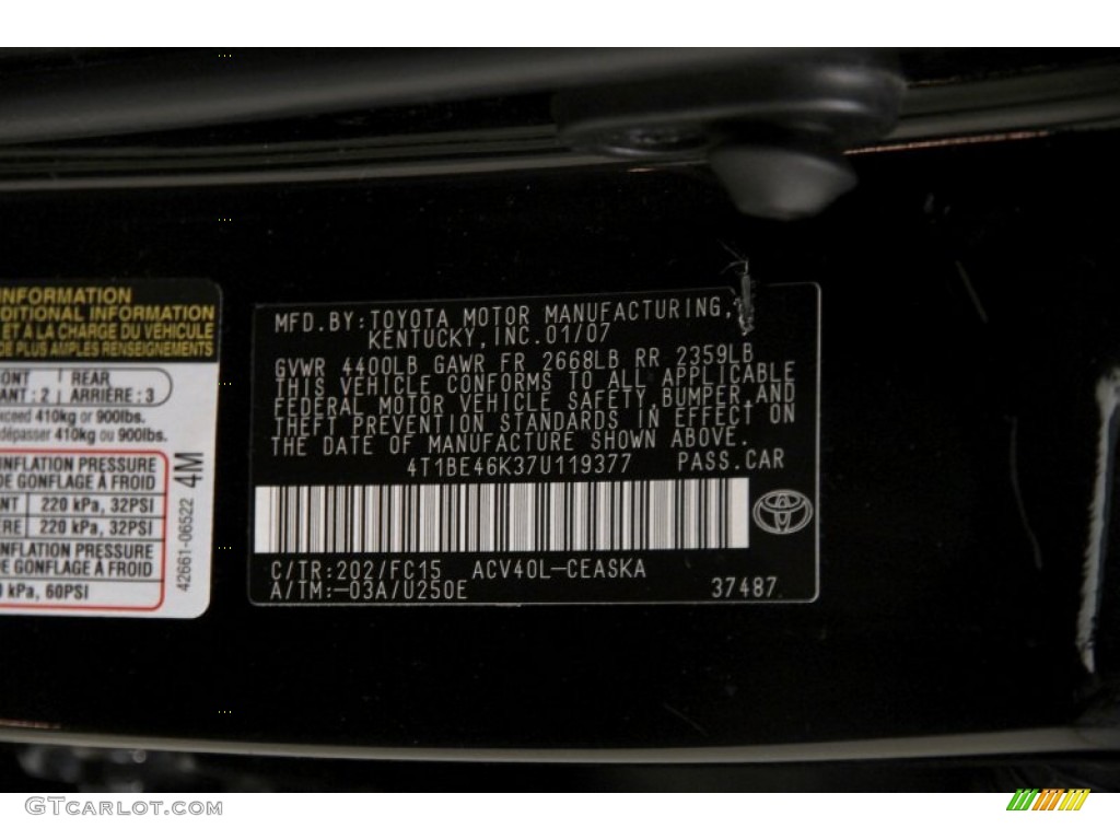 2007 Camry SE - Black / Dark Charcoal photo #15