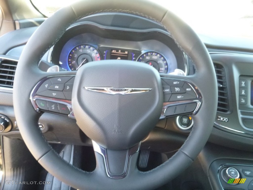 2016 Chrysler 200 S Black Steering Wheel Photo #107438569