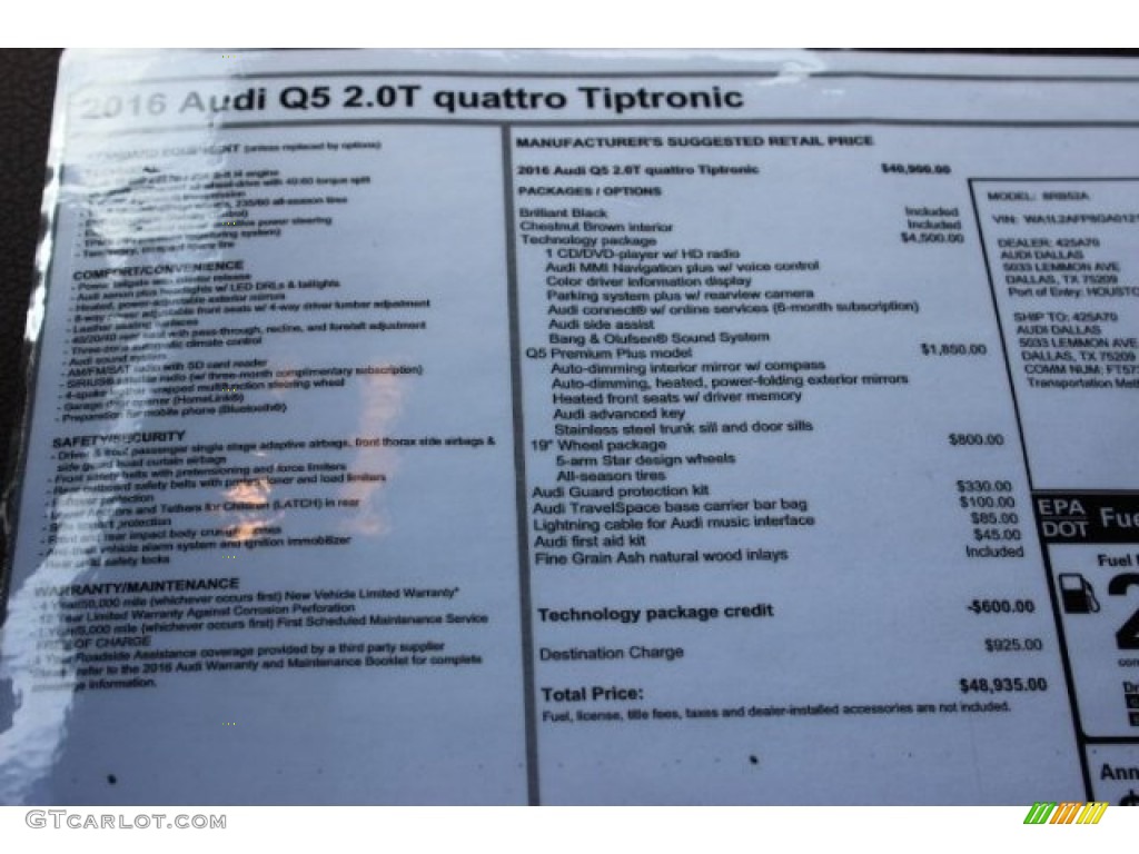 2016 Q5 2.0 TFSI Premium Plus quattro - Brilliant Black / Chestnut Brown photo #8