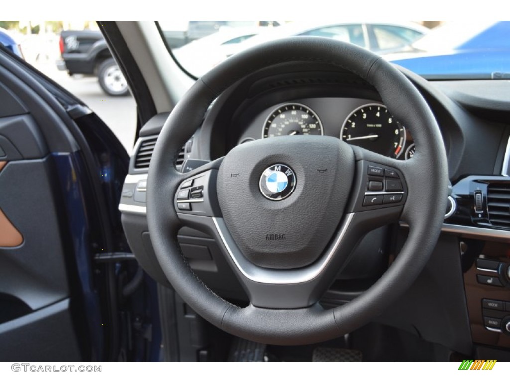 2016 BMW X3 xDrive28i Saddle Brown Steering Wheel Photo #107444659