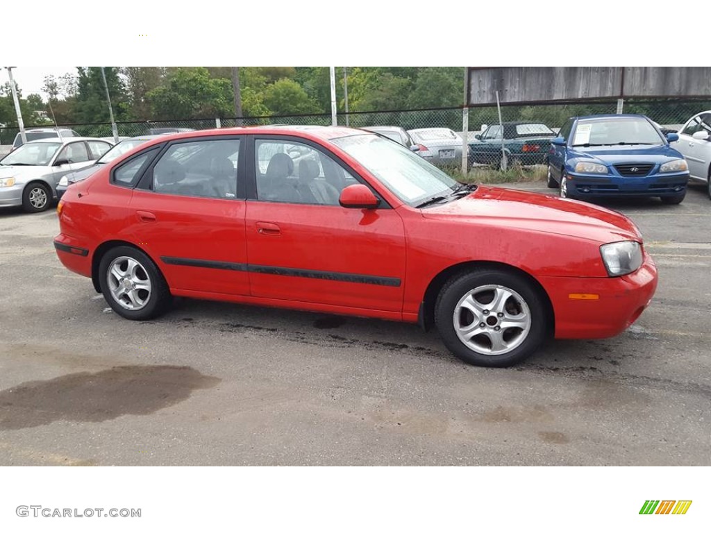 2003 Elantra GT Hatchback - Rally Red / Dark Gray photo #2