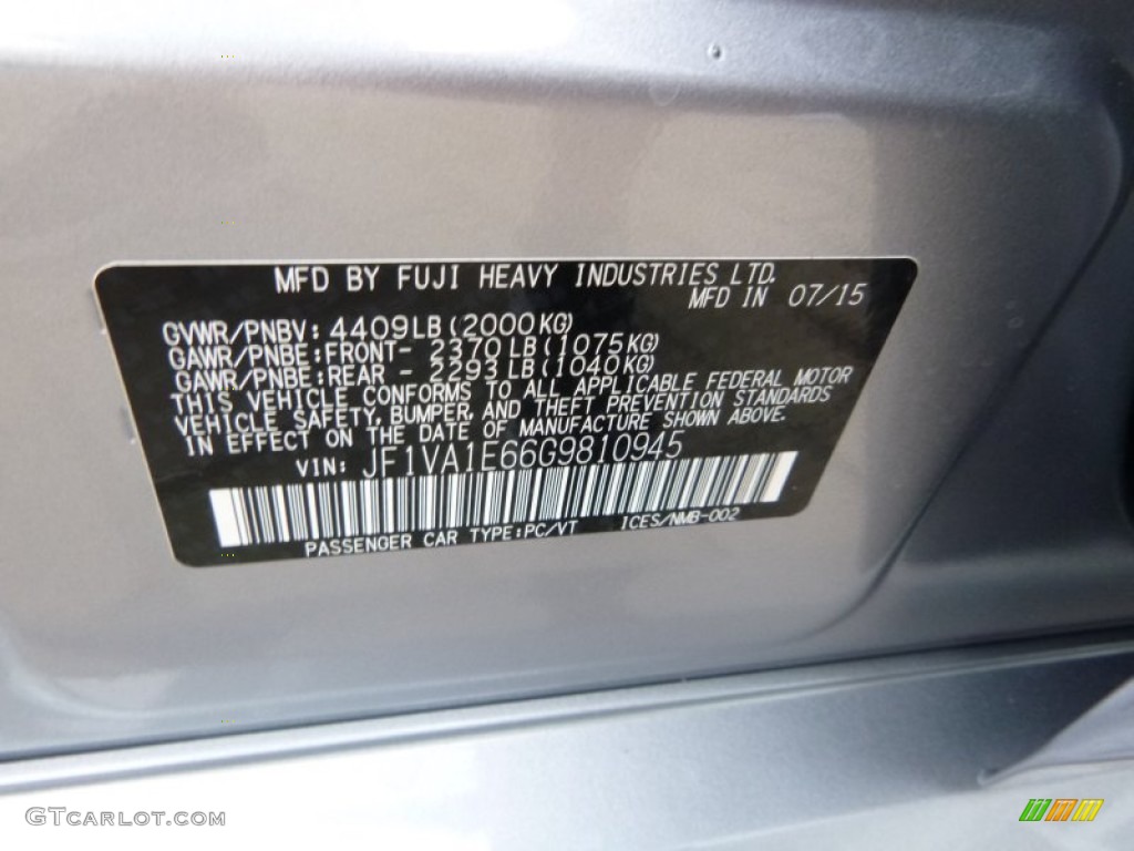 2016 WRX Premium - Ice Silver Metallic / Carbon Black photo #16